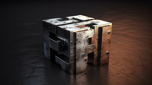 坚实的想法金属立方体，带有 3D 铭文，在黑色背景蹩脚风格中脱颖而出