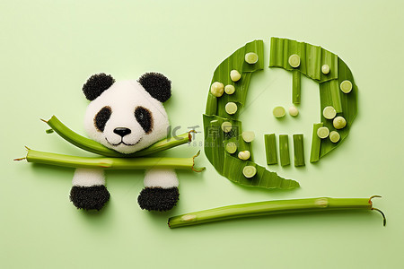 字母 p 与蔬菜和熊猫