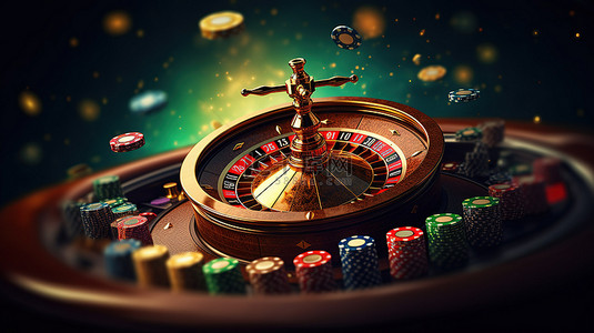 命运背景图片_逼真的 3D 轮盘赌轮和老虎机优惠券，可在在线赌场免费旋转和飞行硬币