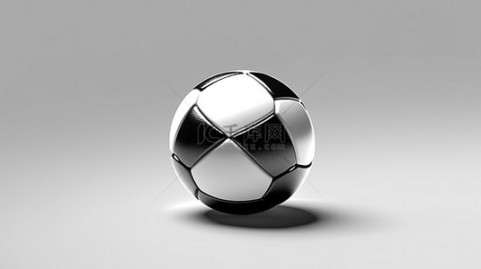 灰色背景上带有阴影的单色足球的 3D 渲染