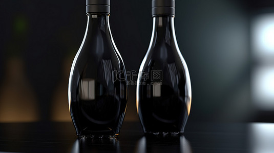 3D 渲染中两个乌木瓶的详细视图