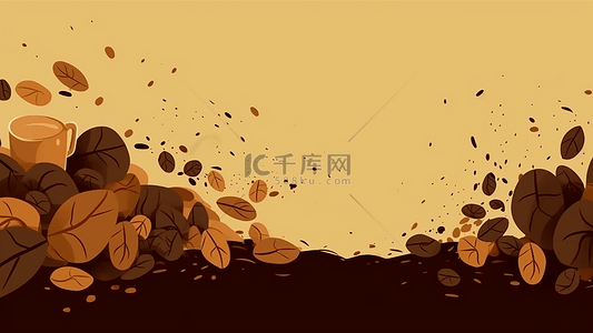 卡通豆子背景图片_咖啡热饮卡通豆子植物边框