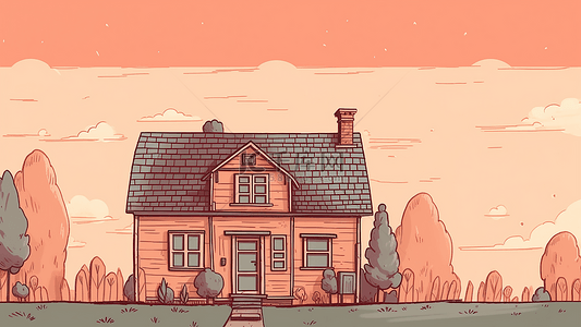 创意房屋背景图片_卡通房子线性插画