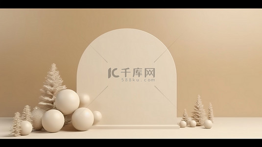 新一年背景图片_圣诞主题产品展示模型与空基座 3d 插图