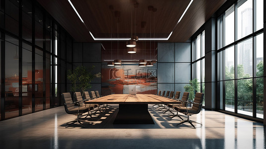 商务椅子背景图片_办公楼中现代商务会议室的渲染视图