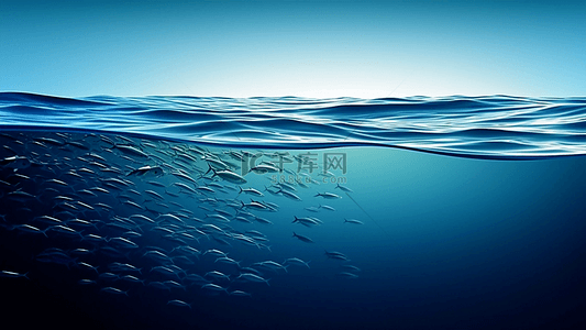 卡通海洋蓝色背景图片_海洋日海水鱼群背景