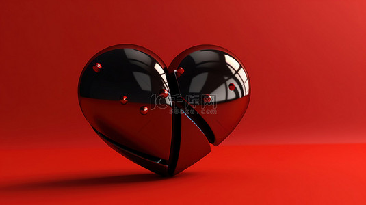 分手就分手就分手背景图片_阴暗的爱红色背景上的黑心 3D 插图，非常适合苦乐参半的情人节