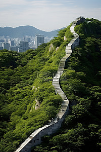 韩国景点背景图片_韩国首尔的绿墙
