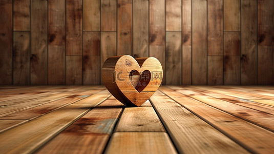 3d 渲染的爱的木制标志