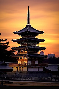 太阳落山时可以看到一座宝塔