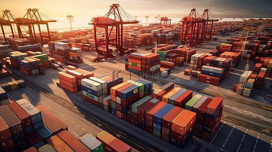 配送地点背景图片_货物运输和全球物流的 3D 渲染图