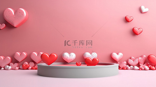 520中秋情人节框背景图片_情人节设计的 3D 渲染心脏背景
