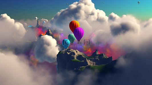 白色飘气球气球背景图片_天空云朵云层气球