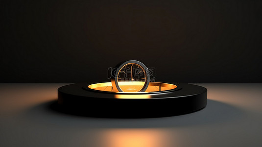 基座上的高架计时器 3D 渲染时钟