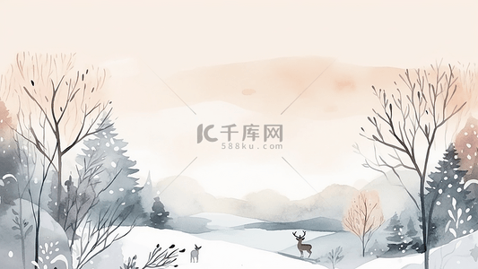 冬天自然雪景插画