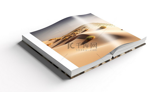 航空折页背景图片_白色背景下的 3D 渲染小册子