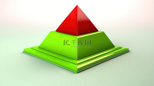 柠檬绿 3d 金字塔，带有大胆的红色方框