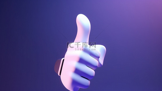 带有袖子的卡通手在 3D 渲染中显示竖起大拇指的手势