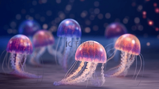 海底水母可爱背景