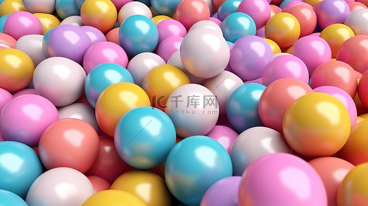 五颜六色的泡泡背景图片_充满活力的球背景的柔和色调 3D 渲染