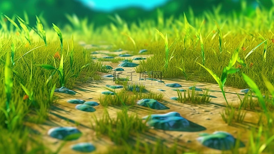 保护科技背景图片_生态友好的足迹草保护的 3D 插图