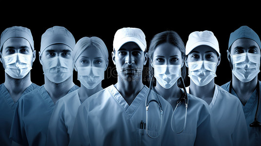 自信气度背景图片_3D 合成肖像图像中自信的医生和外科医生