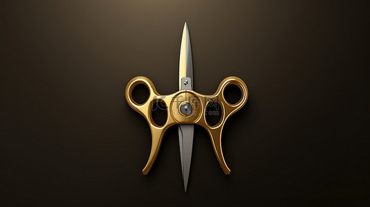 剪刀刀背景图片_用于社交媒体的 3D 渲染的金色手剪刀符号
