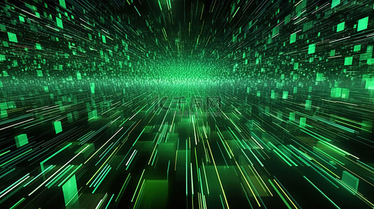 绿色数字线路在网络空间中高速级联大数据连接的几何流