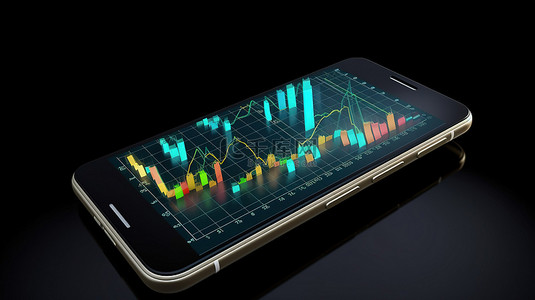 趋势向上背景图片_使用 3D 智能手机绘制买卖股票指数烛台和交易数据的图表，以可视化股票市场趋势
