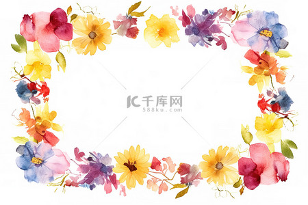 水彩花框 PNG