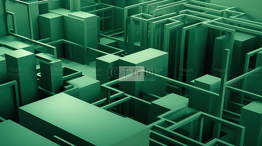 几何背景板背景图片_商业广告 3d 渲染中的绿色几何背景