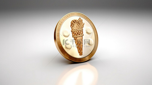 五四奖章背景图片_3d 硬币设计中的冰淇淋奖章