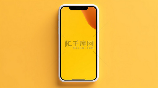 黄色样机背景图片_黄色背景手机样机描绘技术和通信工具 3D 渲染