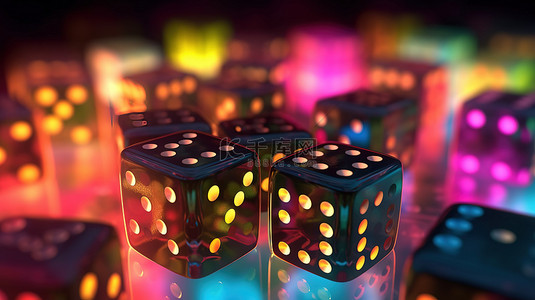 概念骰子赌博游戏的彩色 3D 渲染