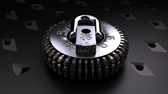 盾牌和封闭挂锁的 3D 渲染通过密码保护确保安全