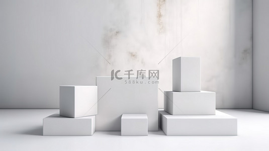 展品背景背景图片_基座立方体设计专业工作室设置产品展品 3D 渲染图像