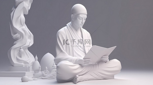 少年背影背景图片_一位亚洲男性在莲花姿势中冥想的数字插图，其平板电脑传达了教育创业和领导力的理念