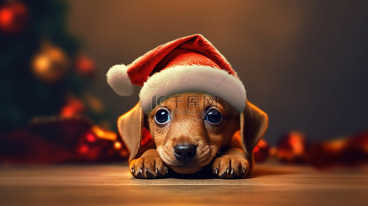 圣诞宠物背景图片_节日犬通过 3D 渲染捕捉圣诞精神