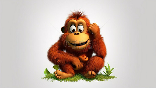 丛林动物背景图片_3D 艺术作品中顽皮的猩猩