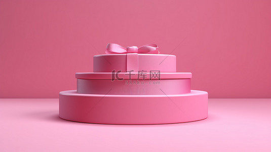 粉红色的节日 3D 讲台，用于假日营销和在线销售折扣