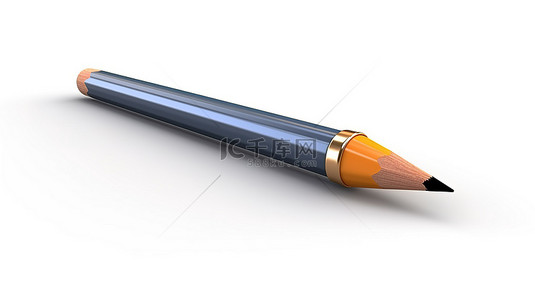文具用品背景背景图片_白色背景上孤立铅笔的 3d 渲染