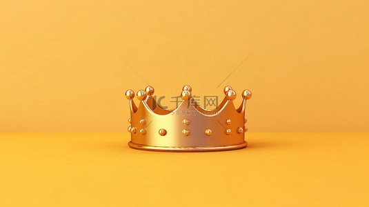 彩色背景的 3D 插图，金色王冠是成功和仪式的象征