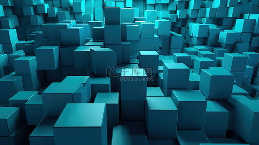 蓝色几何矩形背景图片_抽象 3d 渲染中的蓝色几何背景