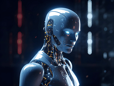仿生机器人背景图片_人工智能仿生机器人高科技数据处理广告背景