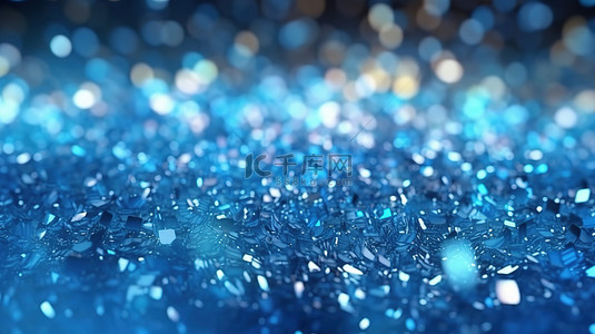 闪烁粒子背景图片_闪闪发光的浅蓝色粒子在 3D 渲染中具有散景效果的闪烁粒子的抽象背景