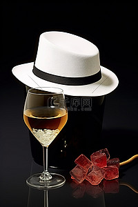饮料冰爽背景图片_带帽子和饮料的酒柜