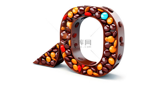 美味的巧克力豆字母表字母 q 在 3D 中栩栩如生