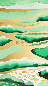 春天绿色鎏金抽象水彩晕染金线纹理2设计图