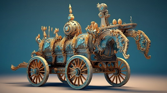 古代的剑背景图片_古代波斯战车的 3D 渲染插图