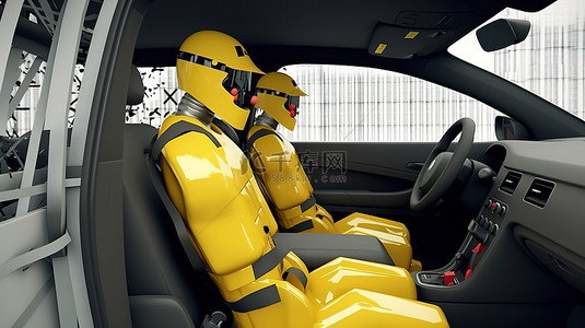 新年试驾背景图片_使用 3D 渲染人体模型模拟车祸
